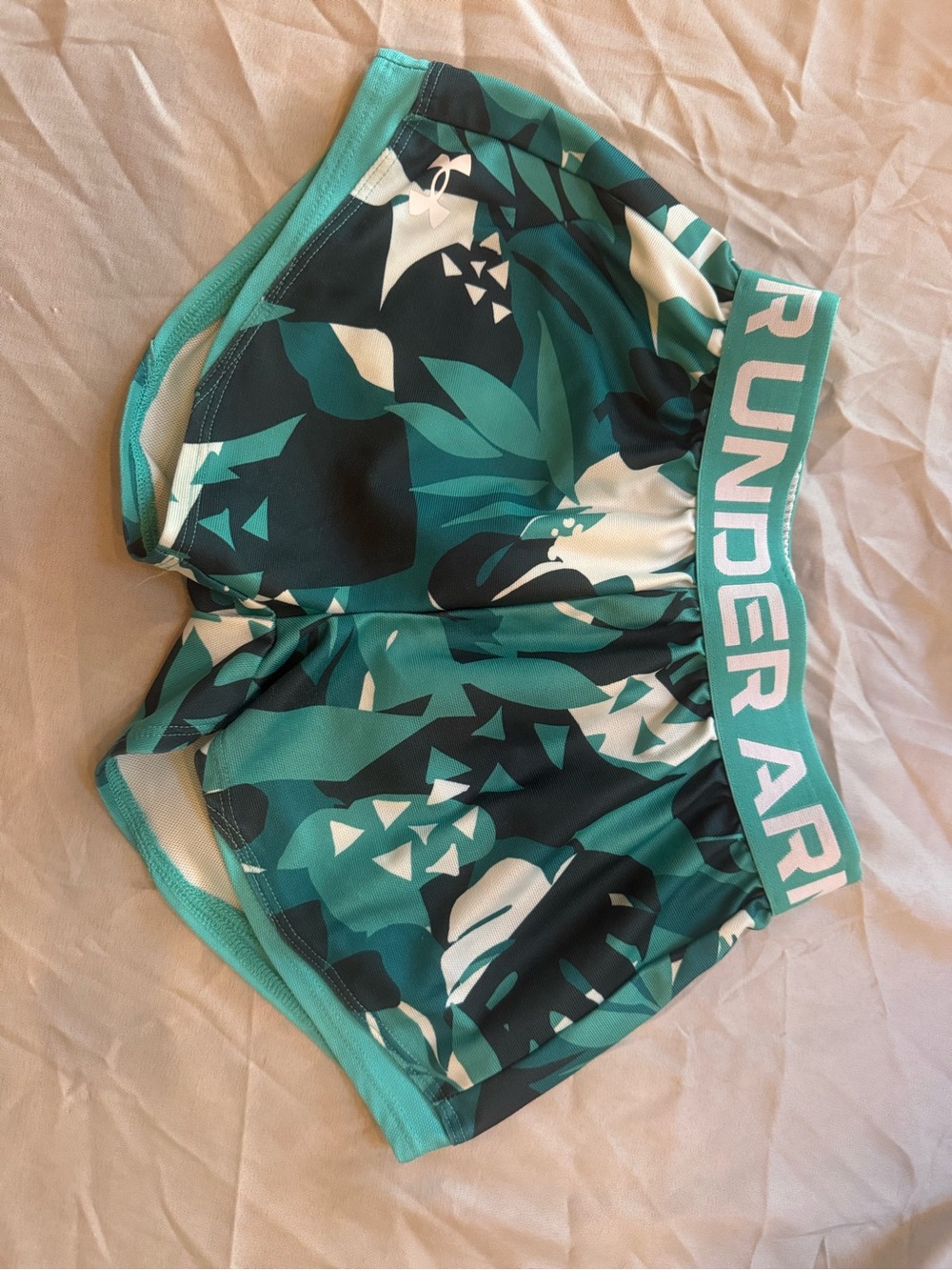 Under Armour Girls Teal Floral Print Training Shorts